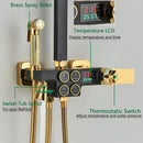 Black and gold decorbites brass lcd thermostatic shower set bathroom