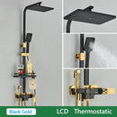 Black and gold decorbites brass lcd thermostatic shower set bathroom