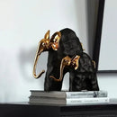 Black and gold elephant mother-calf golden resin sculpture living room
