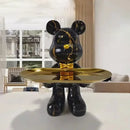 Black and gold graffiti bear figurine living room decor with tray