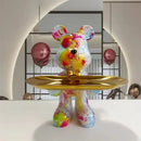 Black and gold graffiti bear figurine living room decor with tray