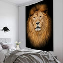Black and gold lion world tapestry hanging cloth living room wall art