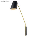 Black and gold reading light metal shade bedroom wall sconce