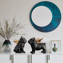 Black and gold winged french bulldog dog sculpture living room decor
