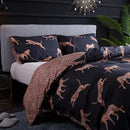 Black and rose gold leopard print duvet set bedroom bedding