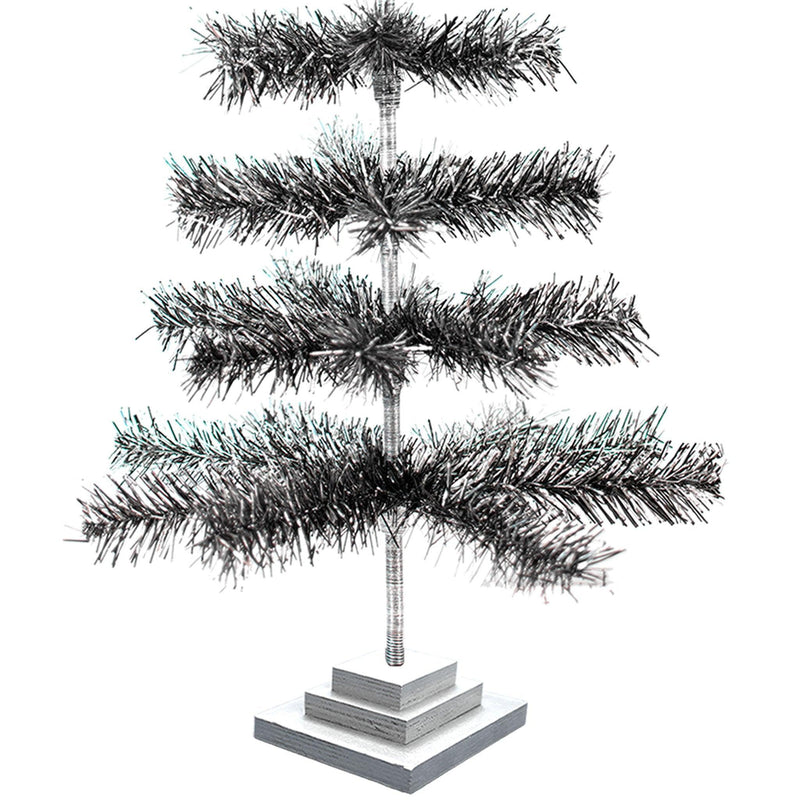 Black & Silver Firework Tinsel Tree