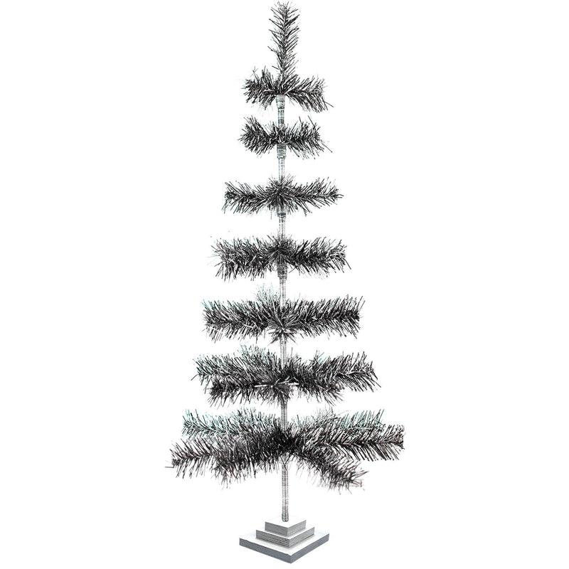 Black & Silver Firework Tinsel Tree