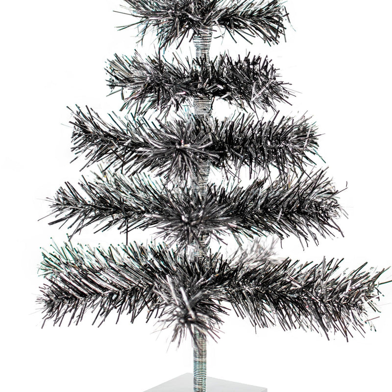 Black & Silver Firework Tinsel Tree