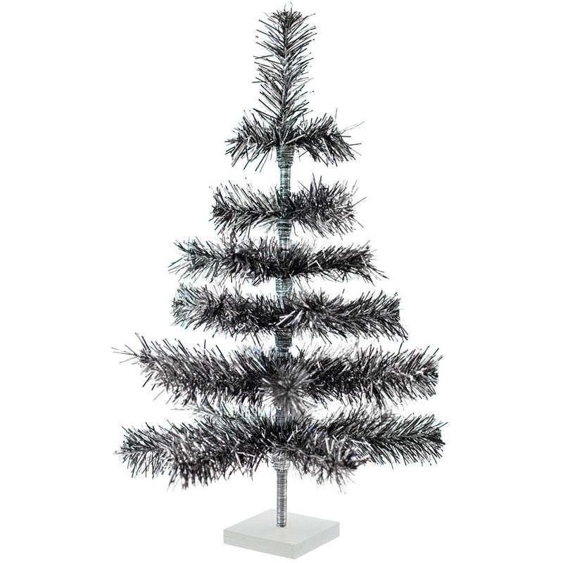 Black & Silver Firework Tinsel Tree