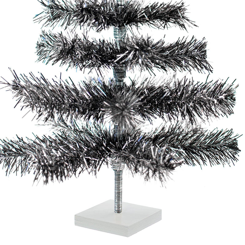 Black & Silver Firework Tinsel Tree