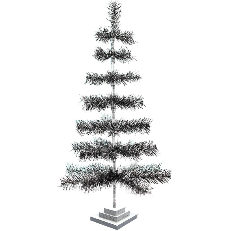 Black & Silver Firework Tinsel Tree