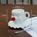 Black and silver joker head cup saucer porcelain coffee set dining room