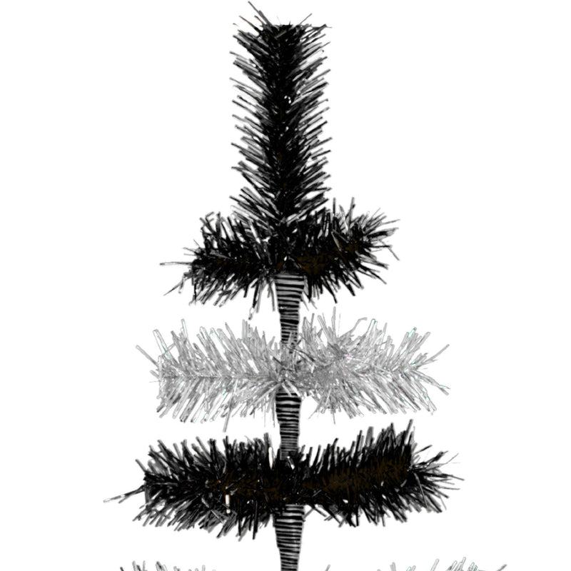 Black & Silver Layered Tinsel Christmas Tree