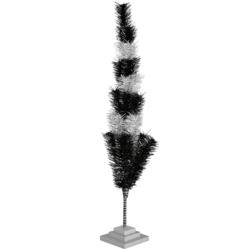 Black & Silver Layered Tinsel Christmas Tree