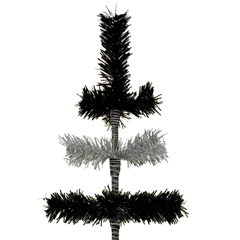 Black & Silver Layered Tinsel Christmas Tree