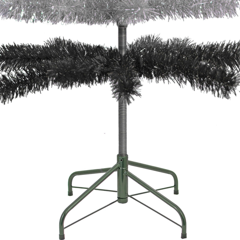 Black & Silver Layered Tinsel Christmas Tree