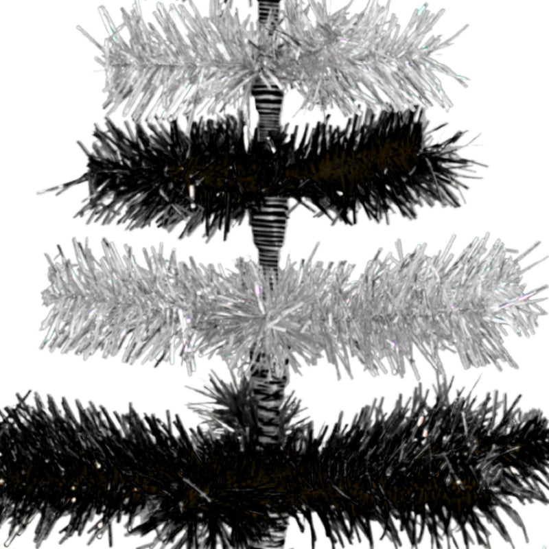 Black & Silver Layered Tinsel Christmas Tree