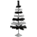Black & Silver Layered Tinsel Christmas Tree