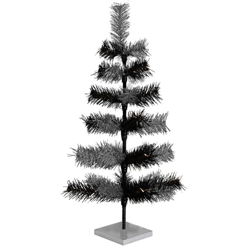 Black & Silver Mixed Tinsel Tree