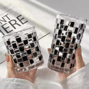 Black and silver mosaic glass cups set – kitchen drinkware