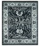 Black and White 6x9, 8x10 and 9x12 Hand Knotted Traditional Persian Oushak Wool and Viscose Rug, Accent Rug | TRDCP840