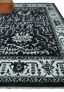 Black and White 6x9, 8x10 and 9x12 Hand Knotted Traditional Persian Oushak Wool and Viscose Rug, Accent Rug | TRDCP840