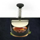 Black and white burger press kitchen meat maker with spring handle