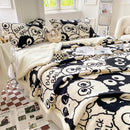 Black and white cartoon print cozy blanket bedroom sheep duvet set
