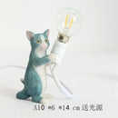 Black and white cat resin table lamp bedroom decor