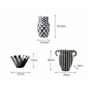 Black and white check geometric ceramic vase living room floral pot