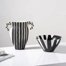 Black and white check geometric ceramic vase living room floral pot