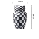 Black and white check geometric ceramic vase living room floral pot