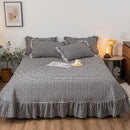 Black and white cotton plaid stripe bedding set bedroom ruffles