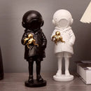Black and white diver girl resin statue living room octopus decor