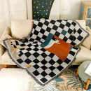 Black and white fox cozy plaid wool blend blanket bedroom throw