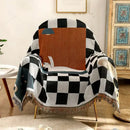 Black and white fox cozy plaid wool blend blanket bedroom throw