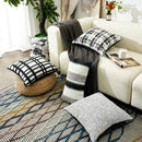 Black and white geometric chenille pillow cover living room decor