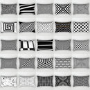 Black and white geometric wave line pillowcase set bedroom decor