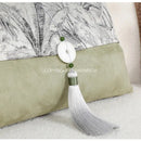 Black and white green jungle plants pillow cover living room suede