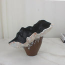Black and white irregular resin flower vase living room sculpture