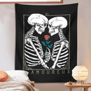 Black and white kissing lovers tarot tapestry bedroom wall decor