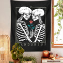 Black and white kissing lovers tarot tapestry bedroom wall decor