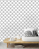 Black and White Scallops Wallpaper