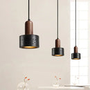 Black and wood concrete pendant light bedroom decor