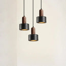 Black and wood concrete pendant light bedroom decor