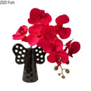 Black angel elephant ceramic vase with artificial flowers living room