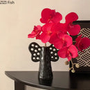Black angel elephant ceramic vase with artificial flowers living room