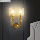 Black antler crystal wall sconce bedroom e26 e27 cylinder light