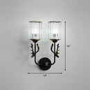 Black antler crystal wall sconce bedroom e26 e27 cylinder light