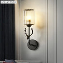 Black antler crystal wall sconce bedroom e26 e27 cylinder light
